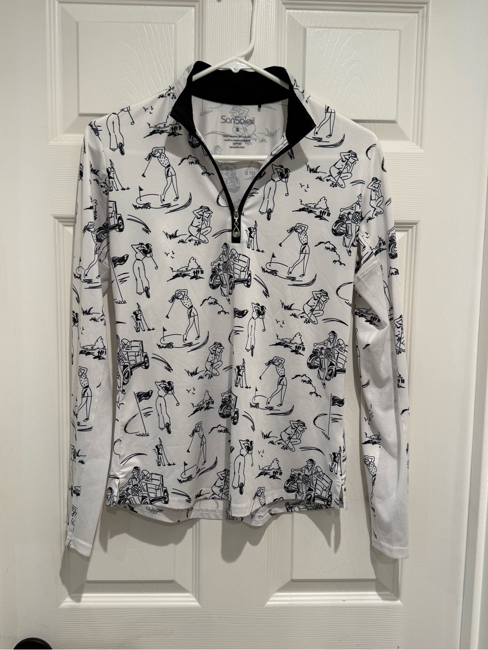 SunSailor White Long-Sleeve Quarter-Zip Golf Print Top